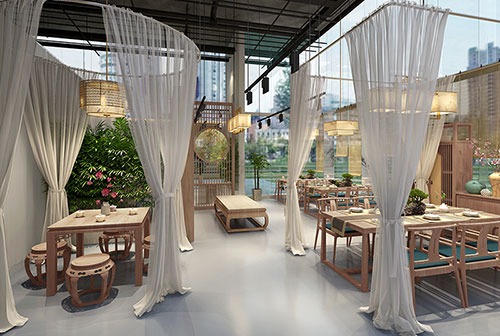 郑州200平禅意中式风格奶茶咖啡店装修设计效果图