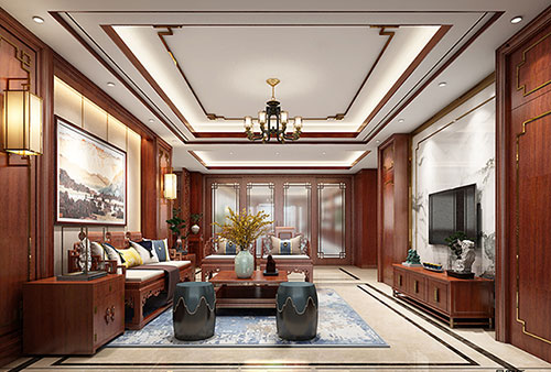 郑州小清新格调的现代简约别墅中式设计装修效果图