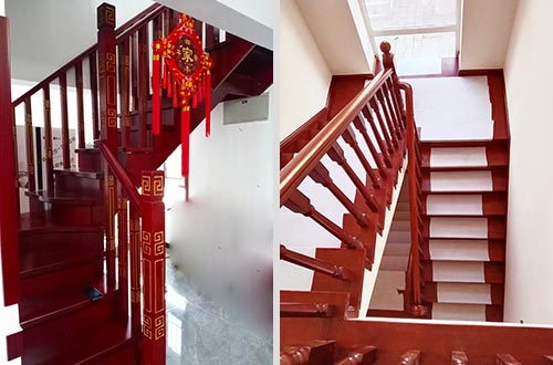 郑州自建别墅中式实木楼梯全屋定制设计效果图